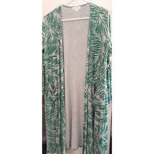 Avery Nice LulaRoe Green Leaf Shirley Duster Size Med Barely If Ever Worn